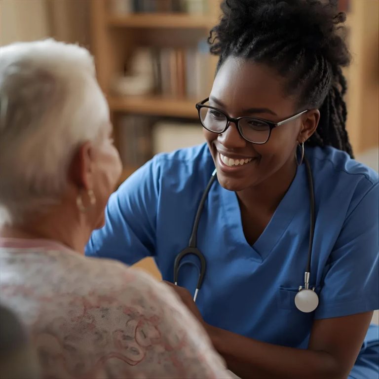Senior and caregiver together at home, illustrating home care facts